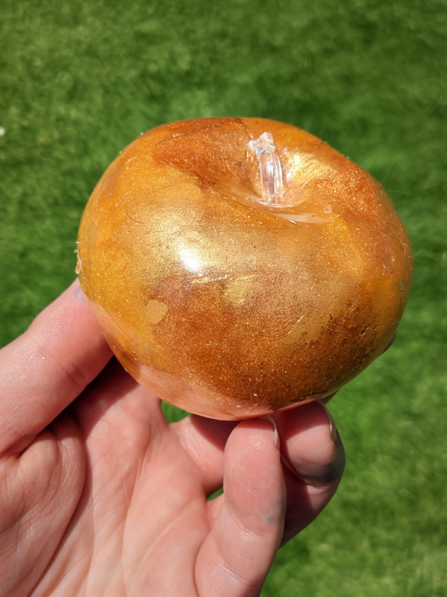 24k Golden Apple Squishy Toy | Coconut Oil Stress Ball | Firm No Rebound Fidget