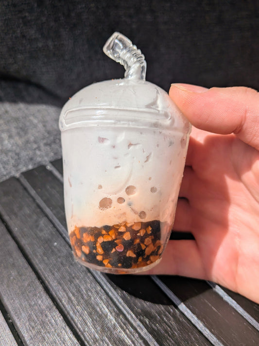 Strawberry Boba Stress Ball | Handmade Drink Squishy Toy | Stress Relieving Food Fidget