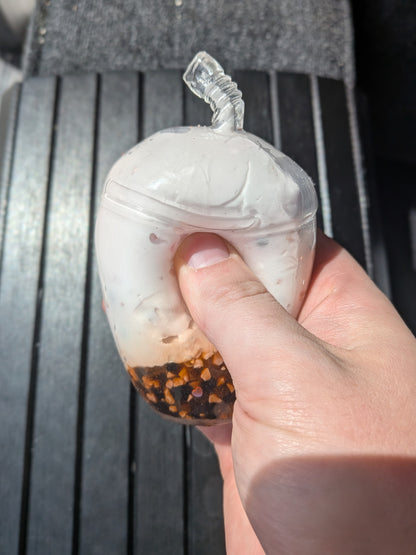 Strawberry Boba Stress Ball | Handmade Drink Squishy Toy | Stress Relieving Food Fidget