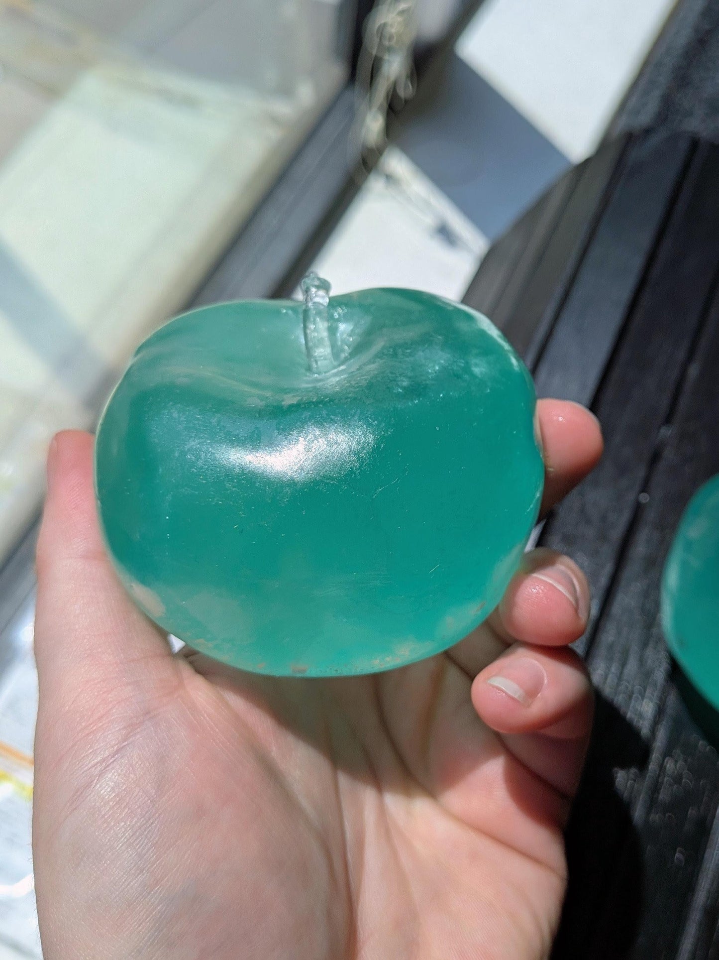 Green Jade Apple Stress Ball | Handmade Coconut Oil Squishy Toy | Stress Relieving Firm Fidget