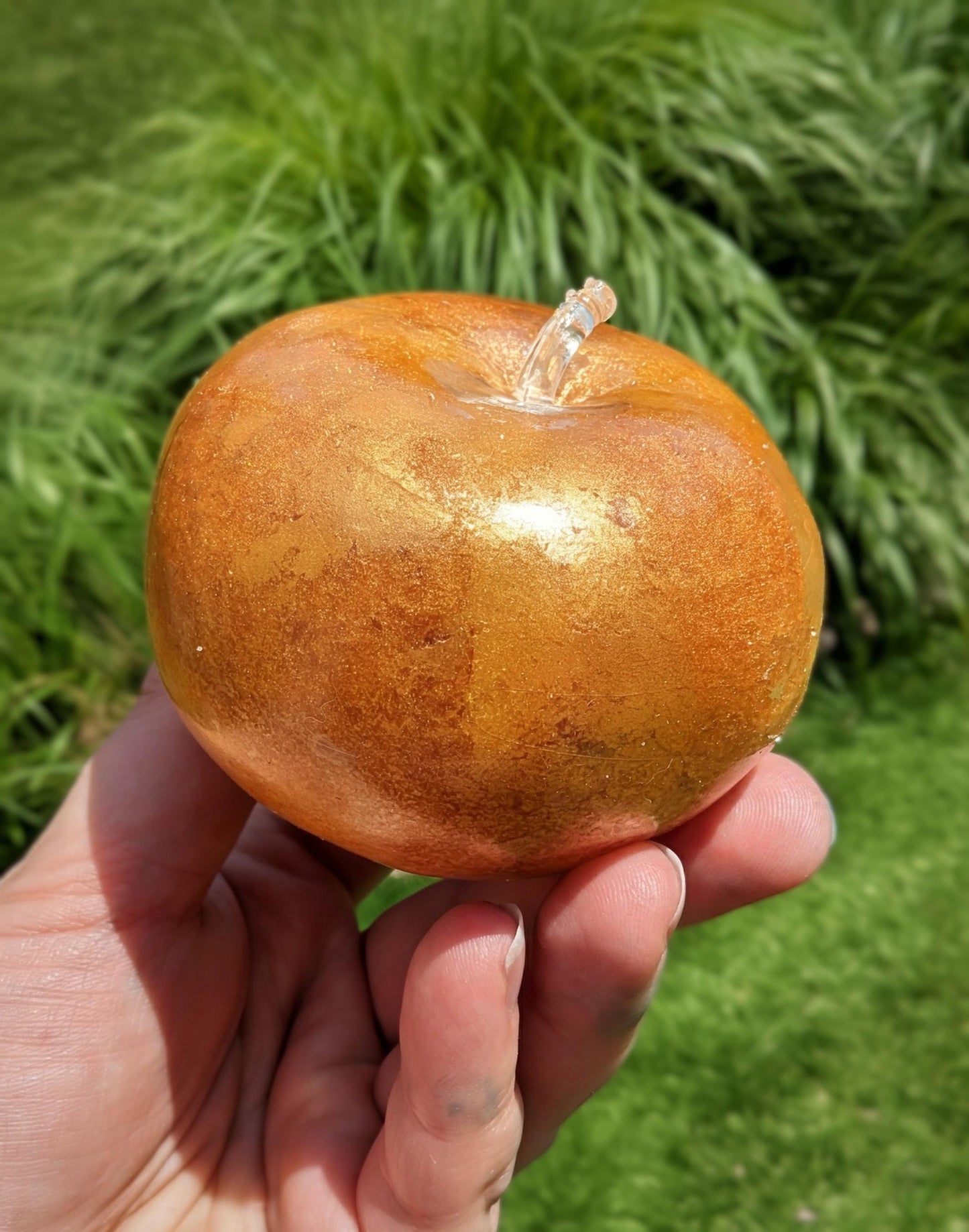 24k Golden Apple Squishy Toy | Coconut Oil Stress Ball | Firm No Rebound Fidget