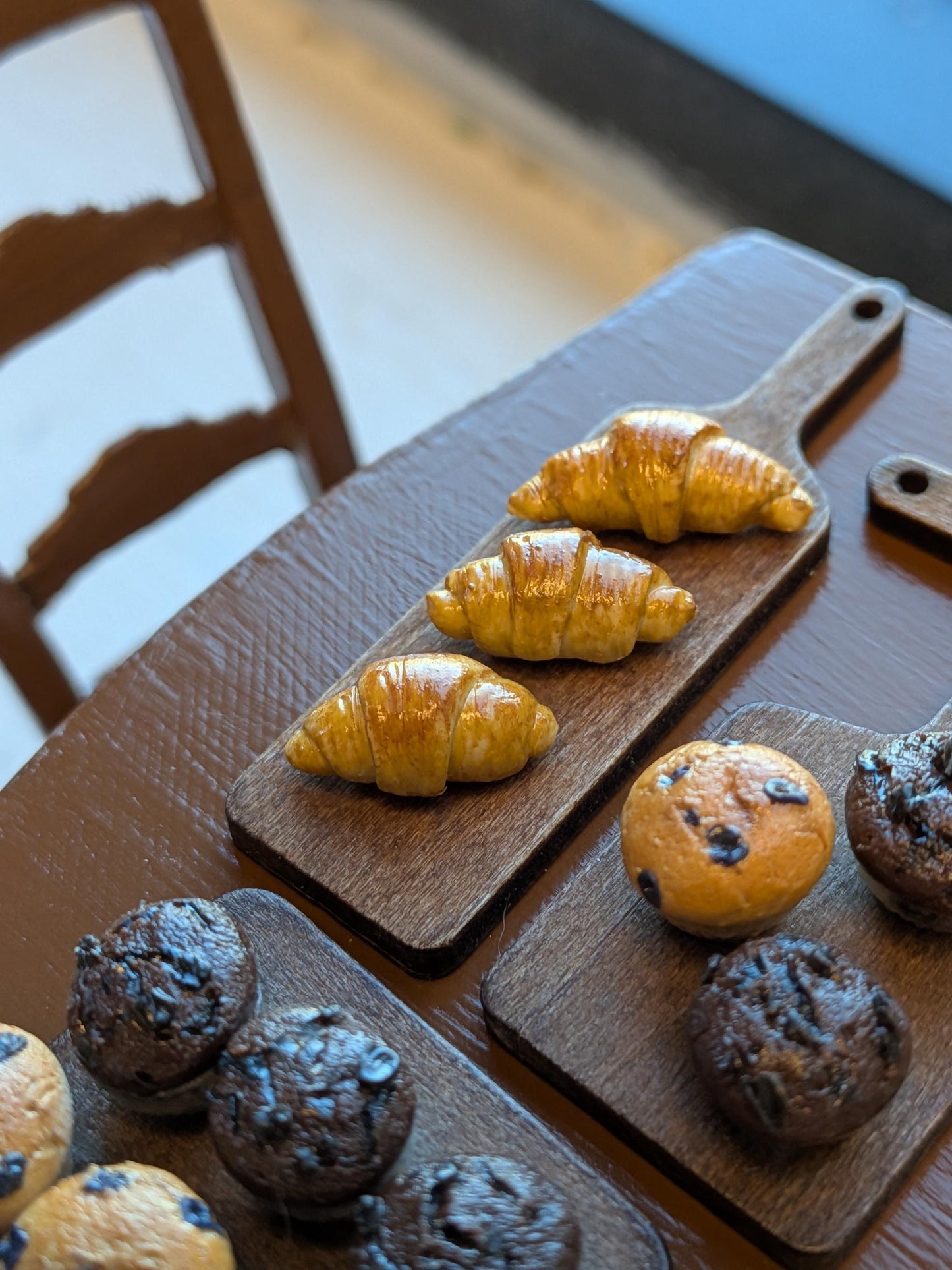Dollhouse Croissants | 1:12 Scale Miniatures | Polymer Clay Breakfast Pastries | Mini Dollhouse Kitchen Decor