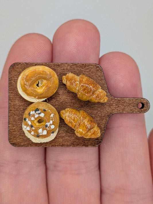 1:12 Scale Croissants and Bagels | Handmade Polymer Clay Miniature Breakfast Pastries