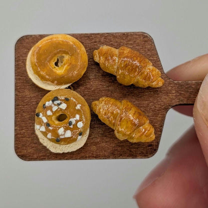1:12 Scale Croissants and Bagels | Handmade Polymer Clay Miniature Breakfast Pastries