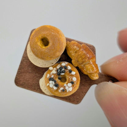 1:12 Scale Croissants and Bagels | Handmade Polymer Clay Miniature Breakfast Pastries
