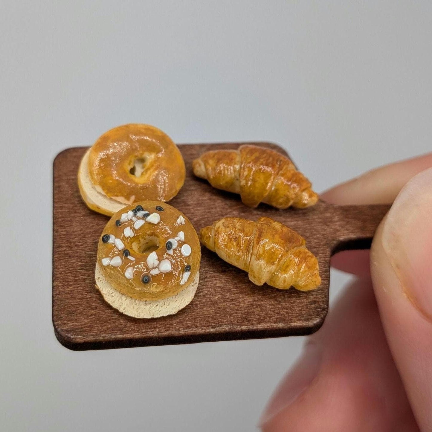 1:12 Scale Croissants and Bagels | Handmade Polymer Clay Miniature Breakfast Pastries