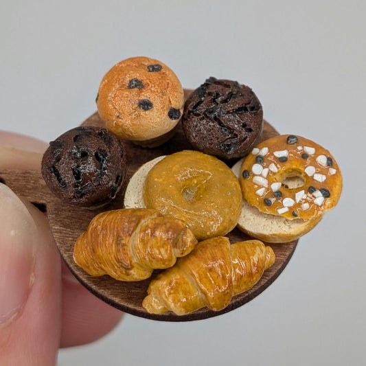 1:12 Scale Miniature Continental Breakfast Pastries | Handmade Polymer Clay Dollhouse Food
