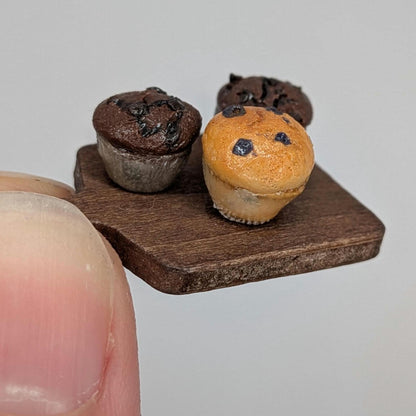 1:12 Scale Miniature Muffins | Blueberry Chocolate Breakfast Sweets (Polymer Clay)