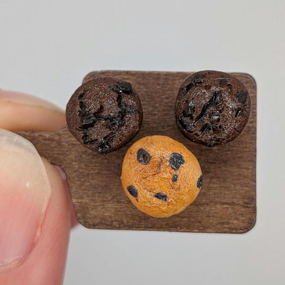 1:12 Scale Miniature Muffins | Blueberry Chocolate Breakfast Sweets (Polymer Clay)