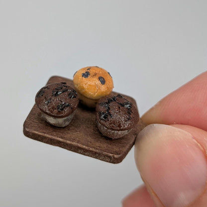 1:12 Scale Miniature Muffins | Blueberry Chocolate Breakfast Sweets (Polymer Clay)