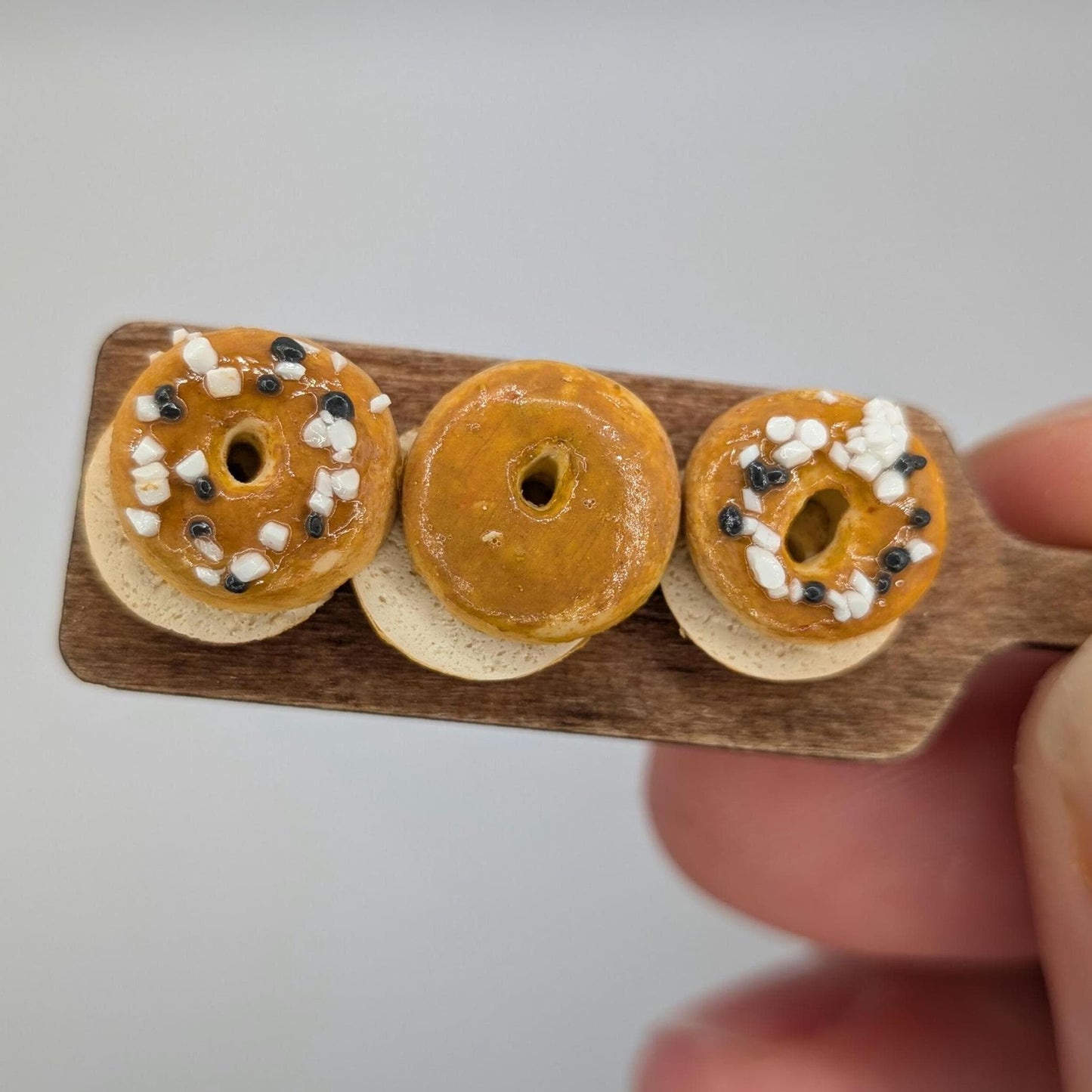 Dollhouse Bagels | 1:12 Scale Miniature Food | Handmade Polymer Clay NYC Breakfast Bread