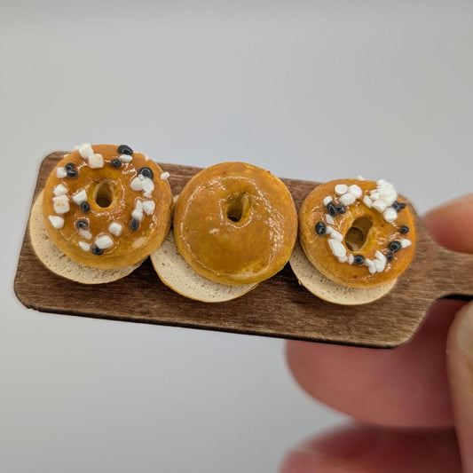 Dollhouse Bagels | 1:12 Scale Miniature Food | Handmade Polymer Clay NYC Breakfast Bread