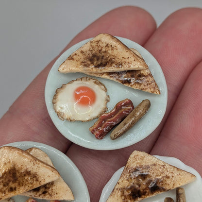 Dollhouse Breakfast | 1:12 Scale Miniature Food | Polymer Clay Fried Egg, Bacon, Sausage, Toast