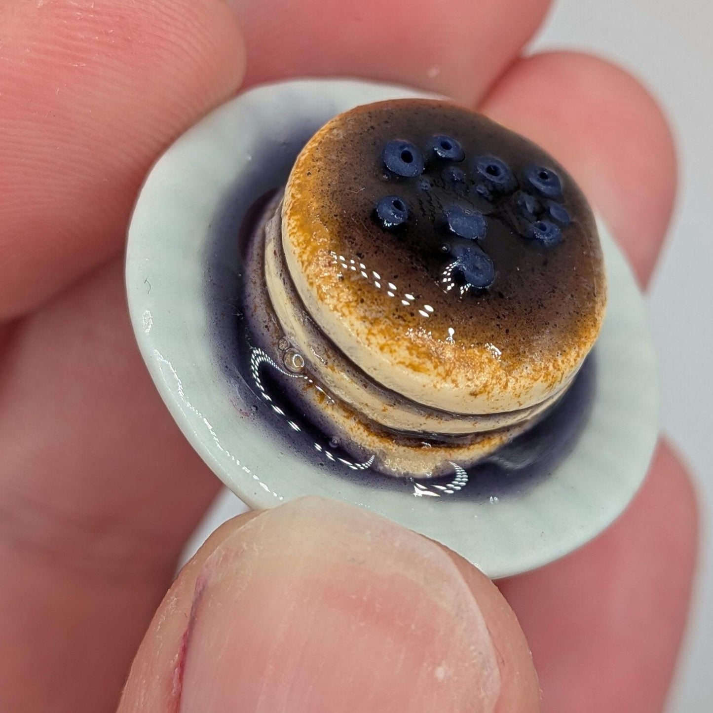 Dollhouse Pancakes | 1:12 Scale Miniature Food | Handmade Polymer Clay Breakfast Sweets (Syrup, Berries, Butter)