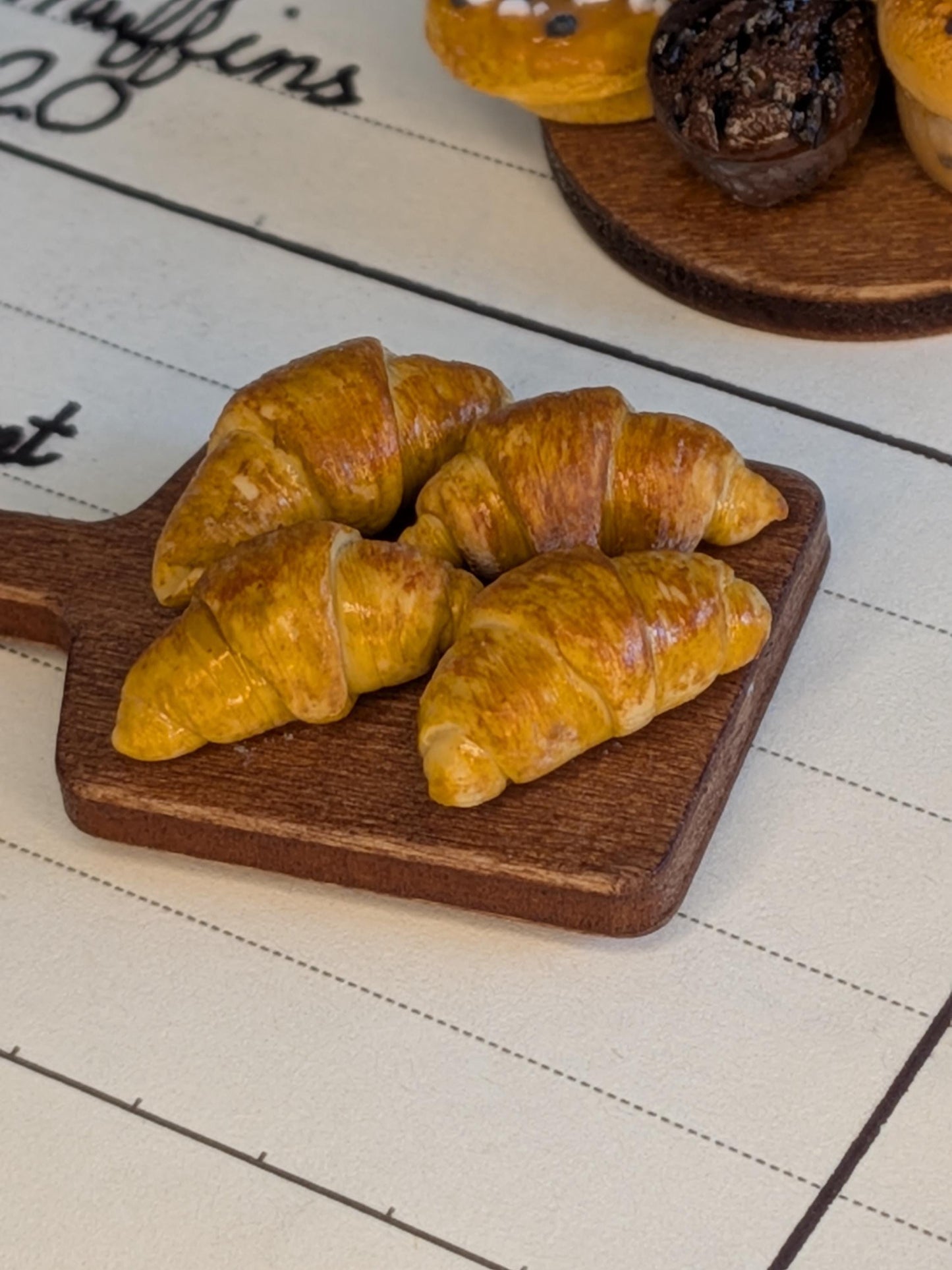 Dollhouse Croissants | 1:12 Scale Miniatures | Polymer Clay Breakfast Pastries | Mini Dollhouse Kitchen Decor