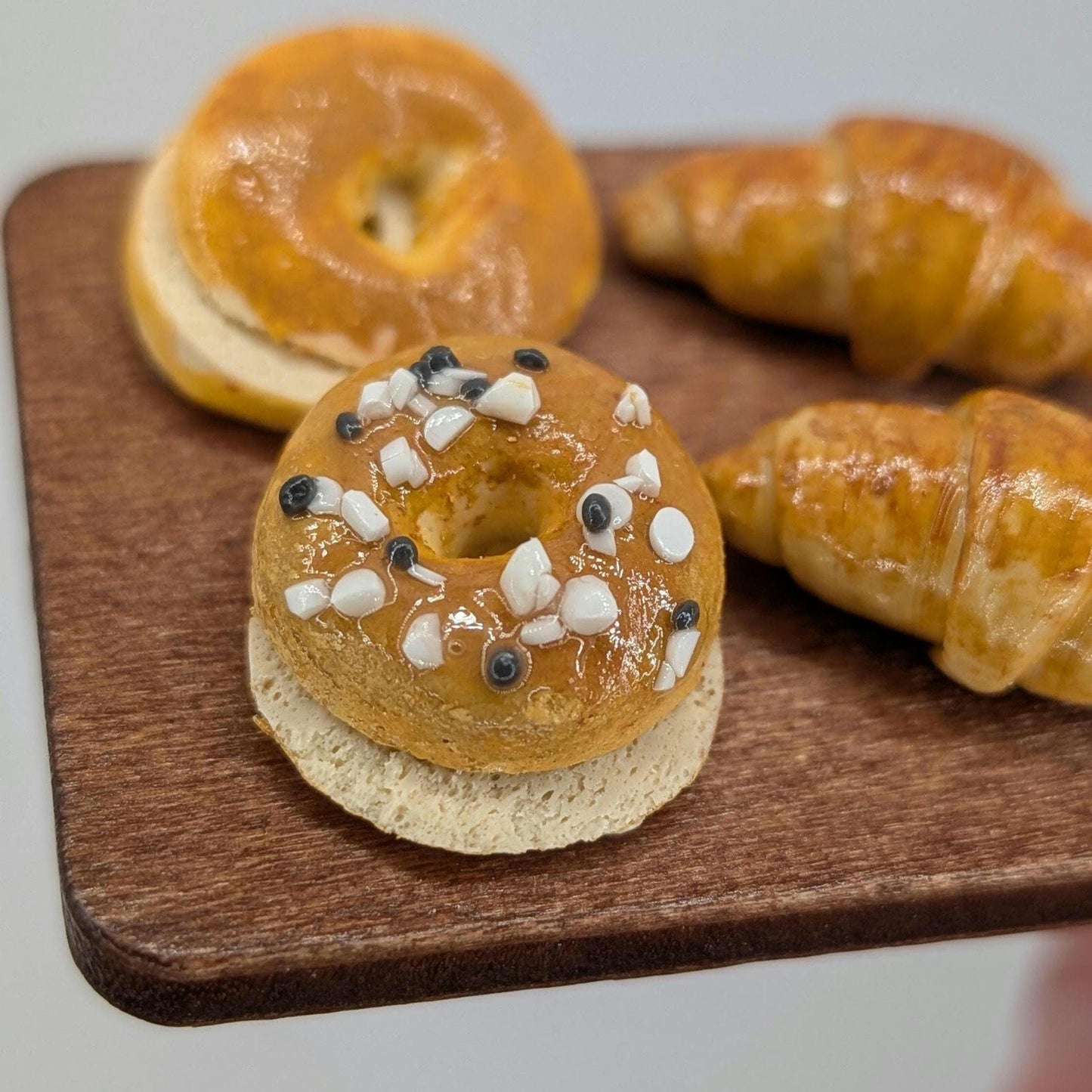 1:12 Scale Croissants and Bagels | Handmade Polymer Clay Miniature Breakfast Pastries