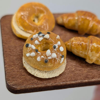 1:12 Scale Croissants and Bagels | Handmade Polymer Clay Miniature Breakfast Pastries