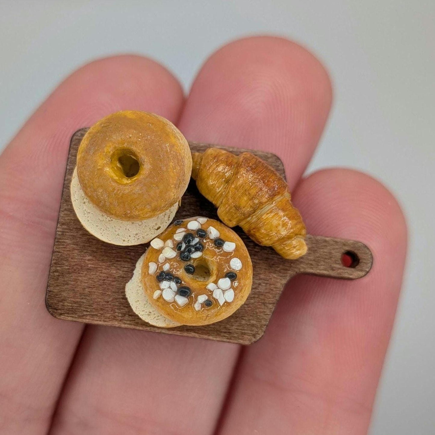 1:12 Scale Croissants and Bagels | Handmade Polymer Clay Miniature Breakfast Pastries