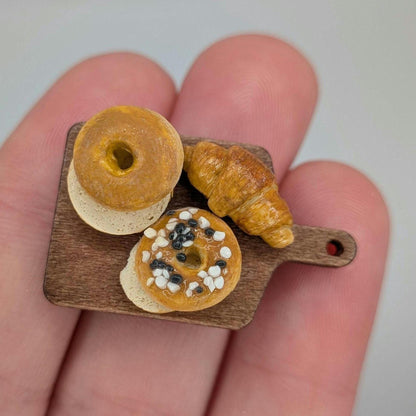 1:12 Scale Croissants and Bagels | Handmade Polymer Clay Miniature Breakfast Pastries