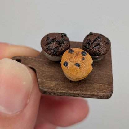1:12 Scale Miniature Muffins | Blueberry Chocolate Breakfast Sweets (Polymer Clay)