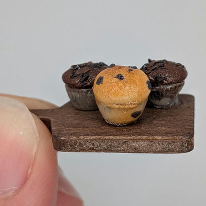 1:12 Scale Miniature Muffins | Blueberry Chocolate Breakfast Sweets (Polymer Clay)