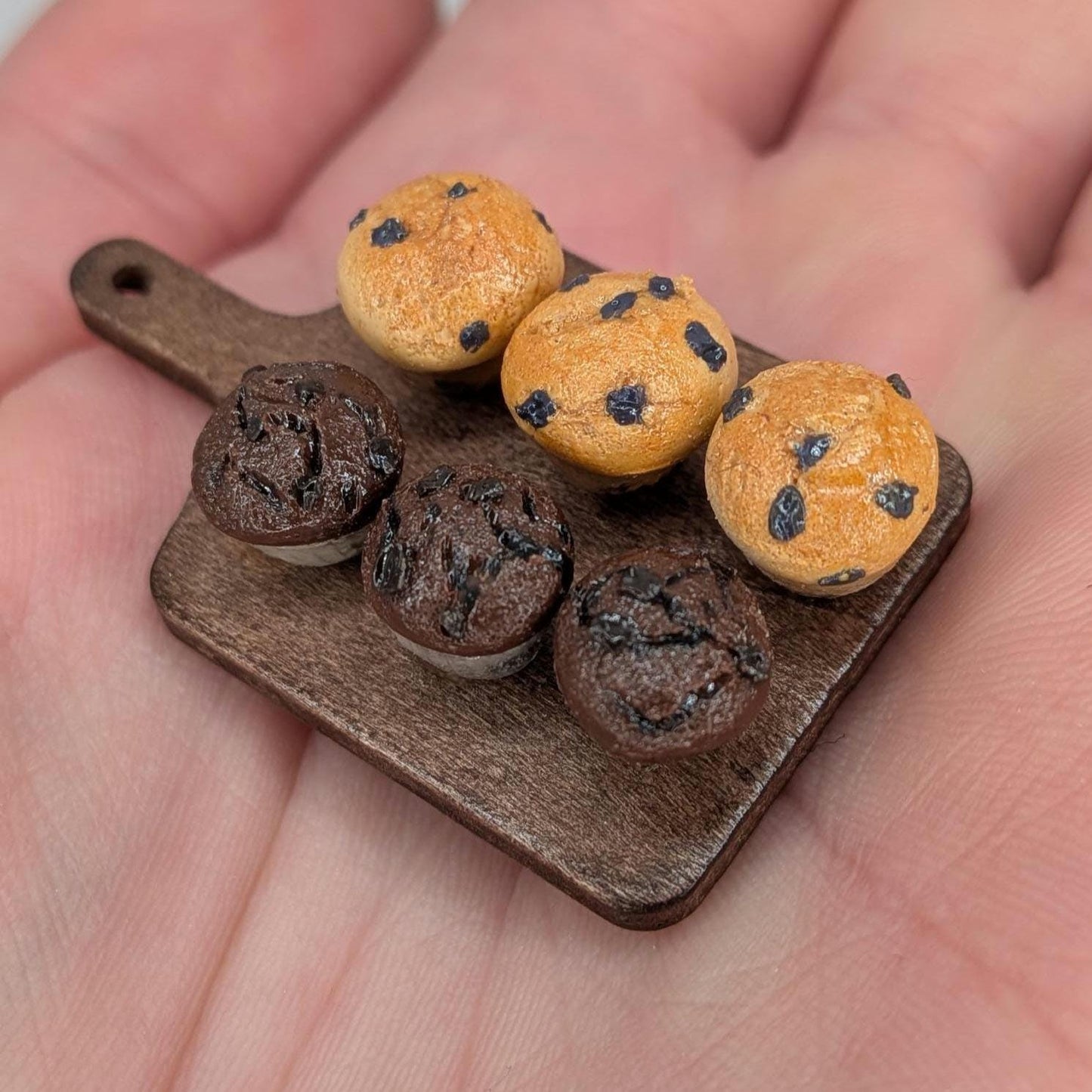 1:12 Scale Miniature Muffins | Blueberry Chocolate Breakfast Sweets (Polymer Clay)