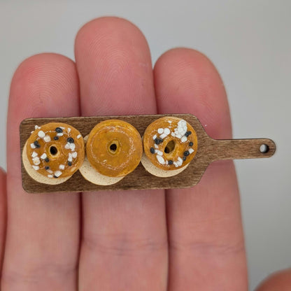 Dollhouse Bagels | 1:12 Scale Miniature Food | Handmade Polymer Clay NYC Breakfast Bread