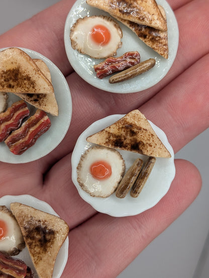 Dollhouse Breakfast | 1:12 Scale Miniature Food | Polymer Clay Fried Egg, Bacon, Sausage, Toast