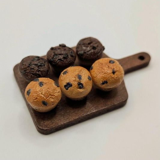 1:12 Scale Miniature Muffins | Blueberry Chocolate Breakfast Sweets (Polymer Clay)