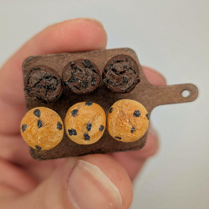 1:12 Scale Miniature Muffins | Blueberry Chocolate Breakfast Sweets (Polymer Clay)