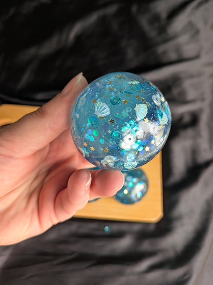 Silky Core Ocean Sparkle Squishy | Soft Coconut Oil Stress Ball