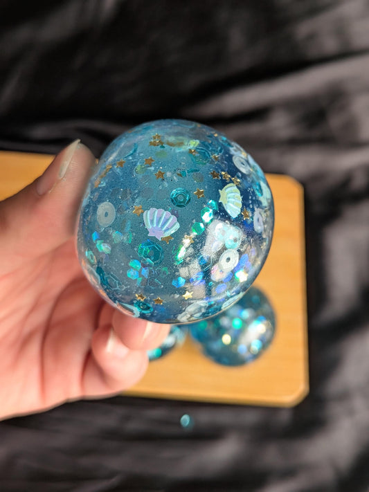 Silky Core Ocean Sparkle Squishy | Soft Coconut Oil Stress Ball
