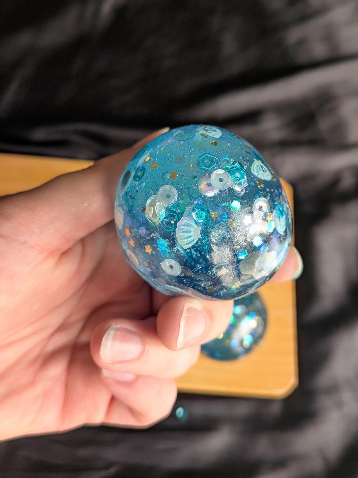 Silky Core Ocean Sparkle Squishy | Soft Coconut Oil Stress Ball