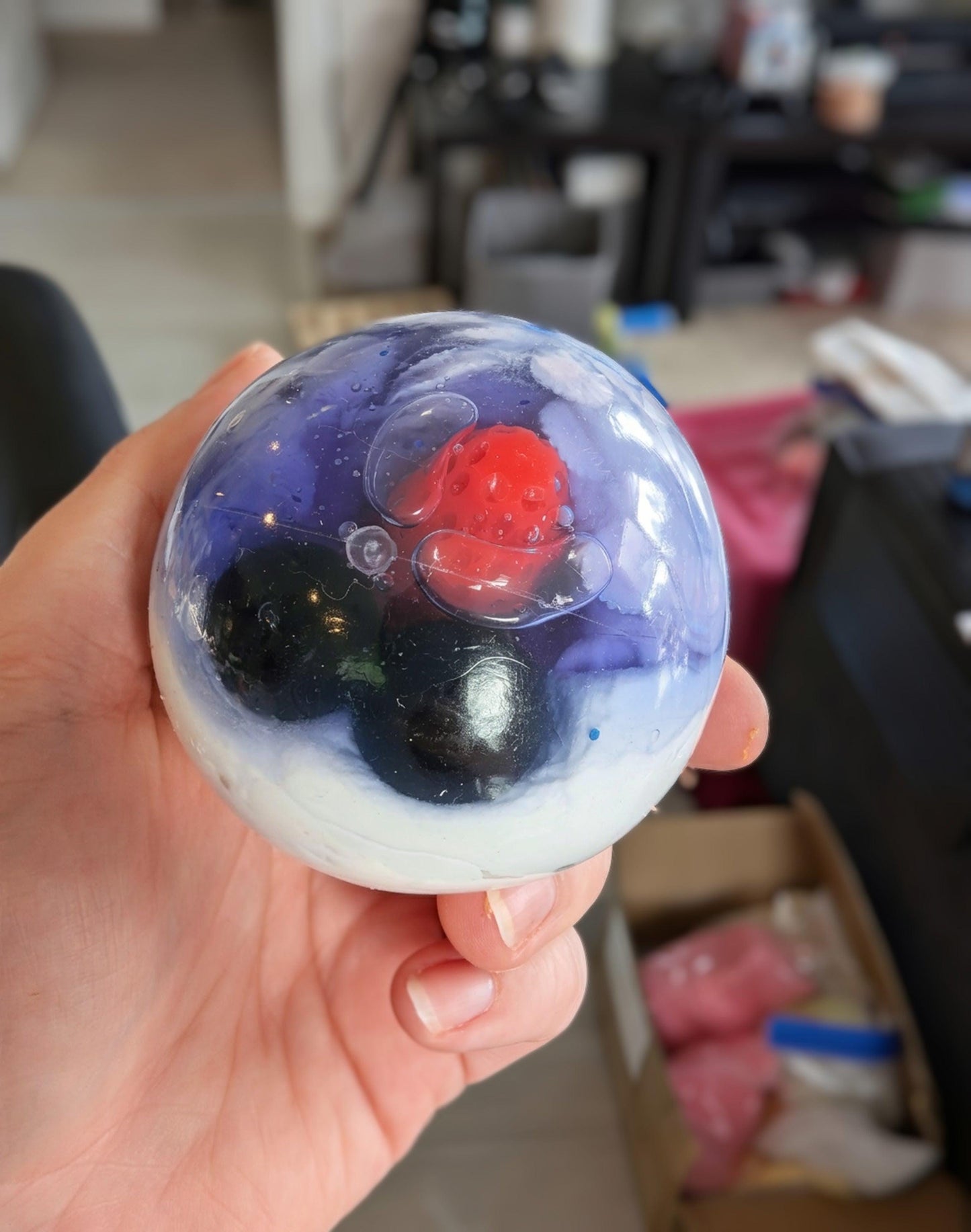 Berry Cheesecake Stress Ball | Handmade Fruit Squishy Toy | Stress Relieving Food Fidget