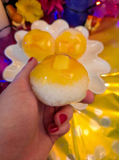 Mango Sticky Rice Squishy Toy | Handmade Moldable Stress Ball | Stress Relieving Food Fidget