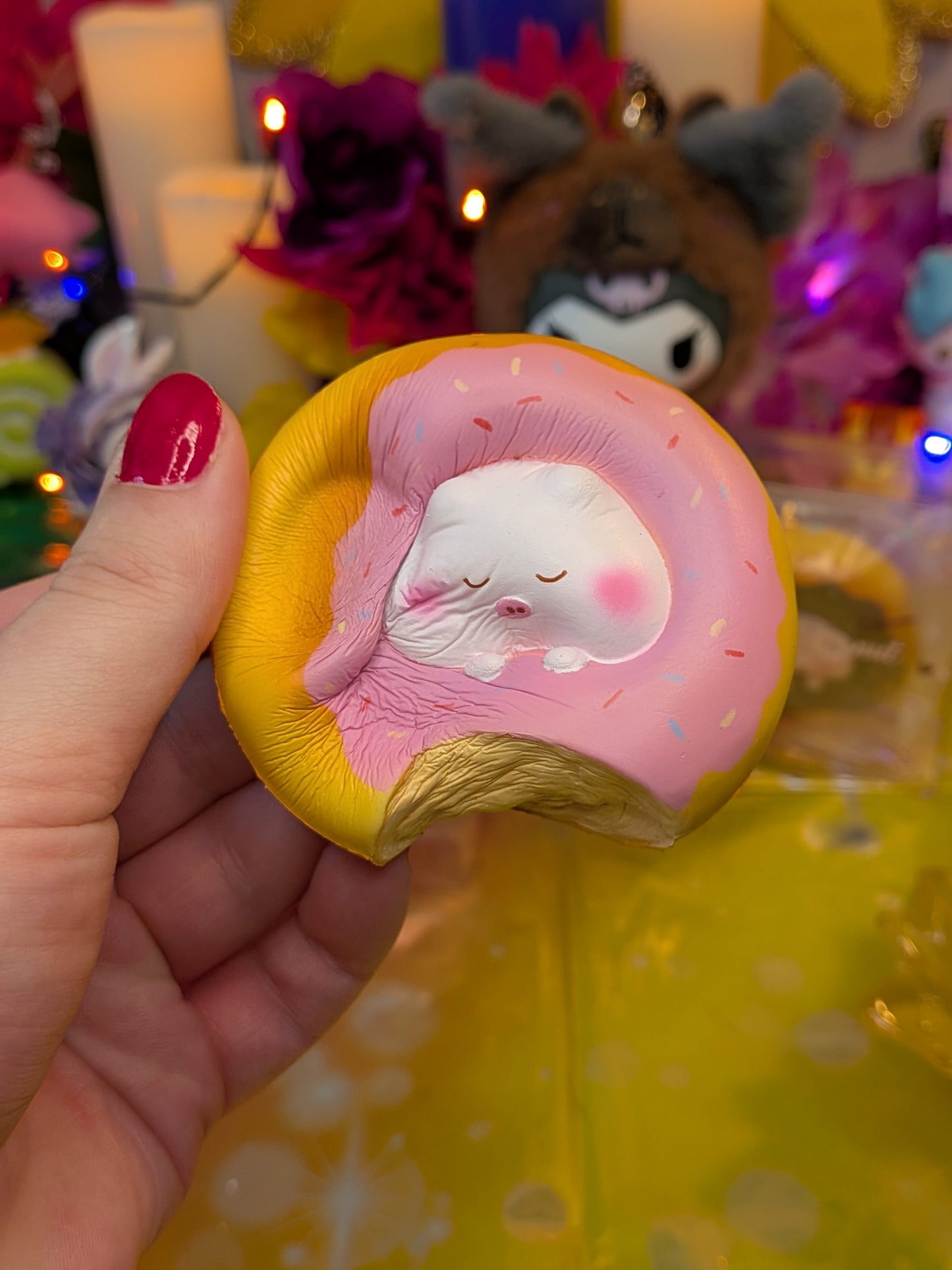 Rare Squishy Kingdom Piggy Donut Slow-Rise Squishy Toy | PU Soft Foam Squeeze Toy | Sweet Kawaii Bakery