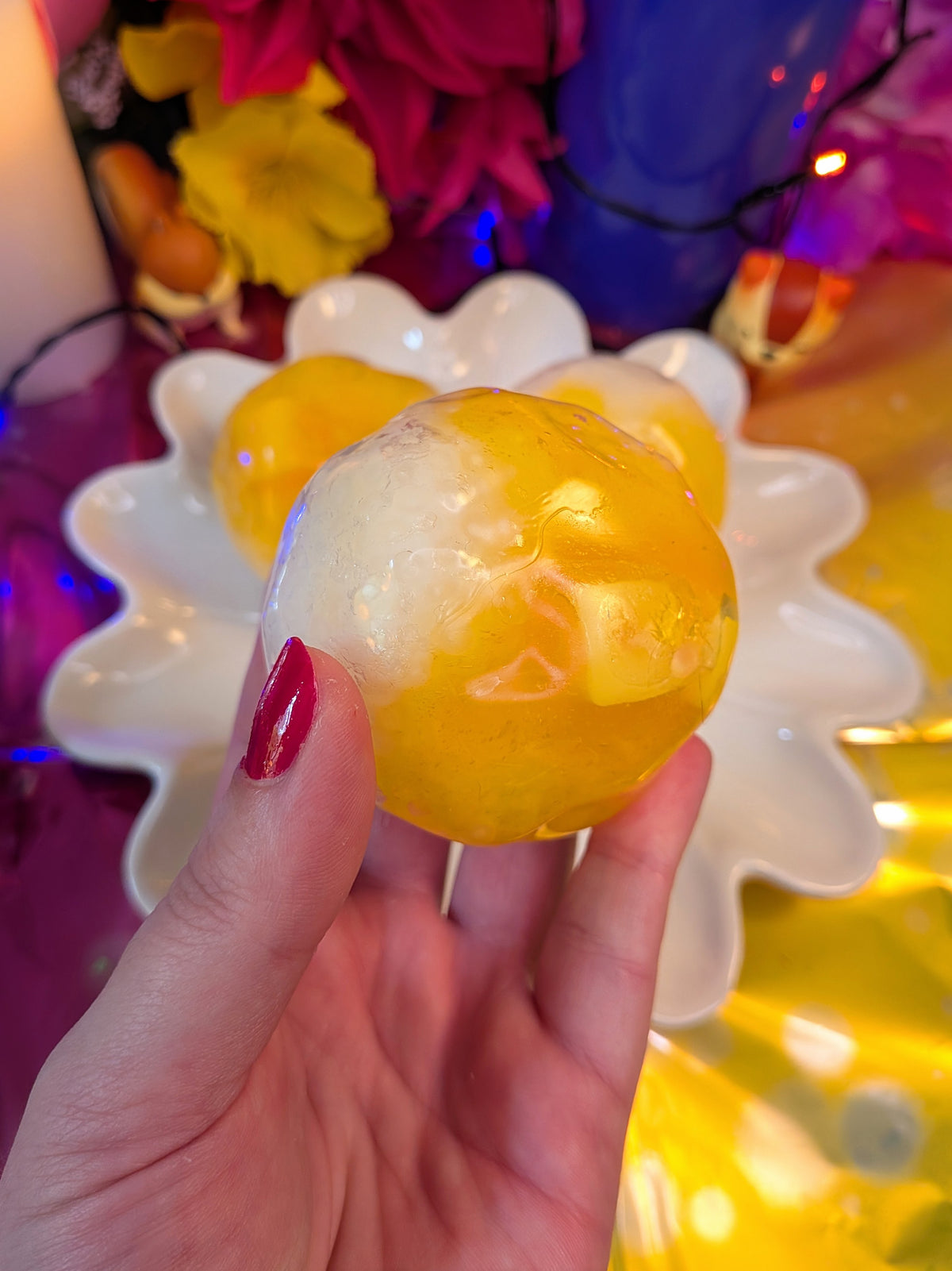 Mango Sticky Rice Squishy Toy | Handmade Moldable Stress Ball | Stress Relieving Food Fidget